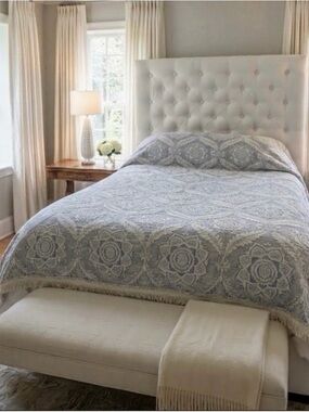 Vtg Morgan Jones Full Queen Bedspread Chenille Coverlet Cottagecore Fringe MCM